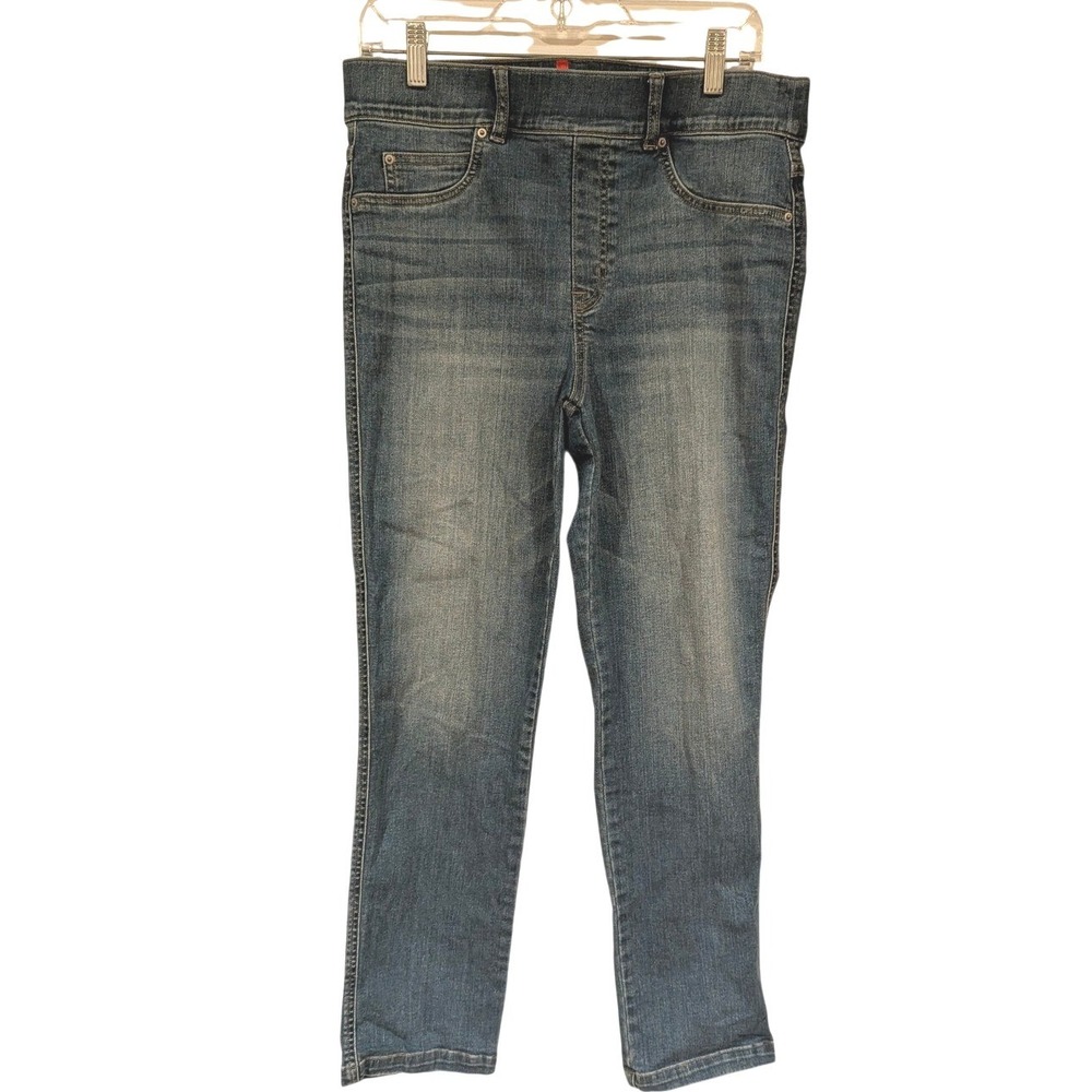 SPANX Stretch Twill Denim Jeans Pants Womens Size L G‎ Blue Slim Fit